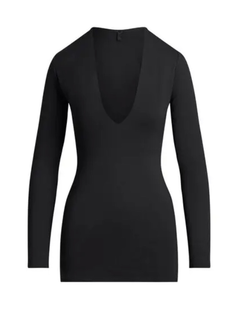 SKIMS Black Plunge Long Sleeve Mini Dress NWT Size M